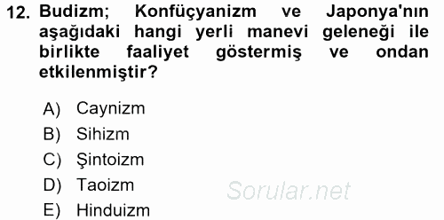 Yaşayan Dünya Dinleri 2016 - 2017 Ara Sınavı 12.Soru