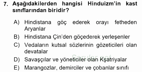 Yaşayan Dünya Dinleri 2016 - 2017 Ara Sınavı 7.Soru