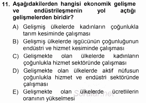 Endüstri İlişkileri 2012 - 2013 Dönem Sonu Sınavı 11.Soru