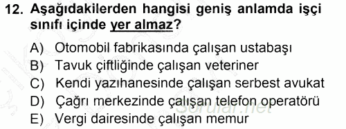 Endüstri İlişkileri 2012 - 2013 Dönem Sonu Sınavı 12.Soru