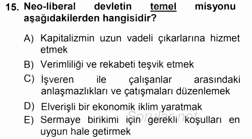 Endüstri İlişkileri 2012 - 2013 Dönem Sonu Sınavı 15.Soru