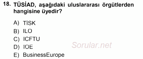 Endüstri İlişkileri 2012 - 2013 Dönem Sonu Sınavı 18.Soru