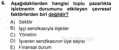 Endüstri İlişkileri 2012 - 2013 Dönem Sonu Sınavı 6.Soru