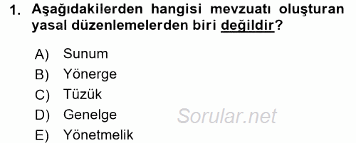 Gıda Mevzuatı ve Kalite Yönetimi 2016 - 2017 Dönem Sonu Sınavı 1.Soru