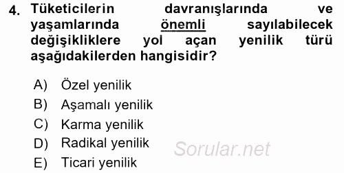 Tüketim Bilinci ve Bilinçli Tüketici 2015 - 2016 Tek Ders Sınavı 4.Soru