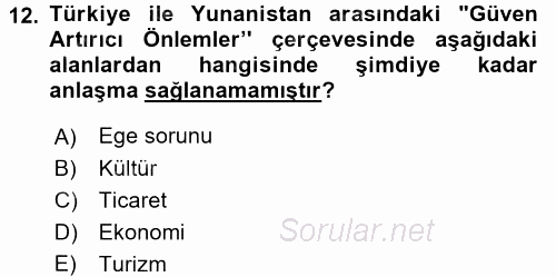 Diplomasi Tarihi 2017 - 2018 Dönem Sonu Sınavı 12.Soru