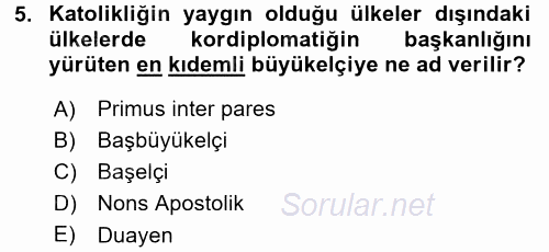 Diplomasi Tarihi 2017 - 2018 Dönem Sonu Sınavı 5.Soru