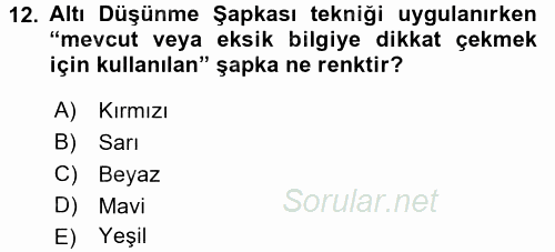 Sağlık Kurumlarında Kalite Yönetimi 2016 - 2017 Dönem Sonu Sınavı 12.Soru