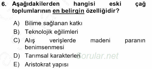 İktisadi Düşünceler Tarihi 2015 - 2016 Ara Sınavı 6.Soru