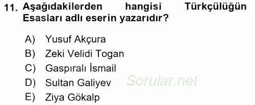 Türk Siyasal Hayatı 2016 - 2017 3 Ders Sınavı 11.Soru