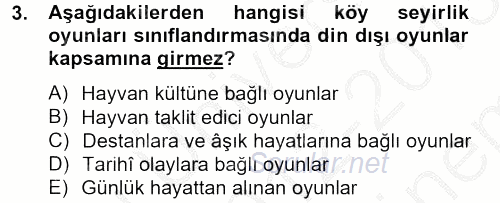 Halk Edebiyatına Giriş 2 2012 - 2013 Dönem Sonu Sınavı 3.Soru