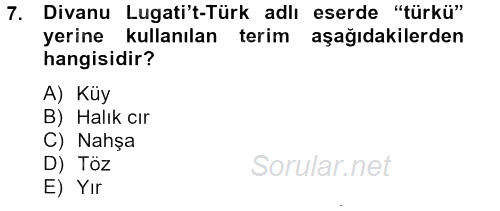 Halk Edebiyatına Giriş 2 2012 - 2013 Dönem Sonu Sınavı 7.Soru