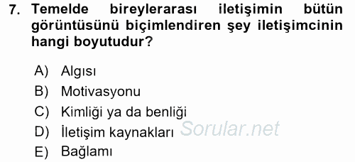 İletişim Bilgisi 2016 - 2017 Ara Sınavı 7.Soru