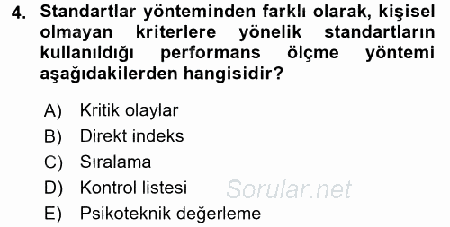 Performans Yönetimi 2016 - 2017 Dönem Sonu Sınavı 4.Soru