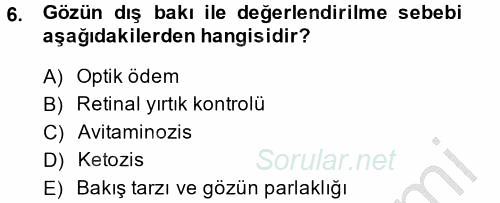 Temel Klinik Bilgisi 2014 - 2015 Ara Sınavı 6.Soru