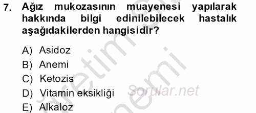 Temel Klinik Bilgisi 2014 - 2015 Ara Sınavı 7.Soru