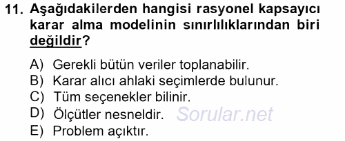 Kamu Yönetiminde Çağdaş Yaklaşımlar 2012 - 2013 Dönem Sonu Sınavı 11.Soru