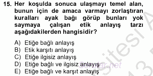 Kamu Yönetiminde Çağdaş Yaklaşımlar 2012 - 2013 Dönem Sonu Sınavı 15.Soru