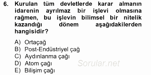 Kamu Yönetiminde Çağdaş Yaklaşımlar 2012 - 2013 Dönem Sonu Sınavı 6.Soru