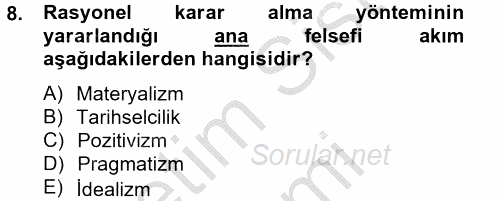 Kamu Yönetiminde Çağdaş Yaklaşımlar 2012 - 2013 Dönem Sonu Sınavı 8.Soru