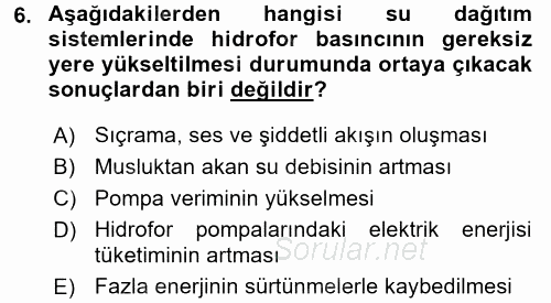 Isıtma Havalandırma ve Klima Sistemlerinde Enerji Ekonomisi 2015 - 2016 Ara Sınavı 6.Soru