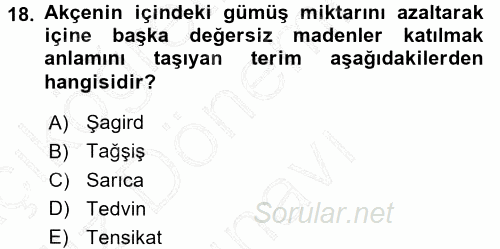 Osmanlı Merkez ve Taşra Teşkilatı 2015 - 2016 Dönem Sonu Sınavı 18.Soru
