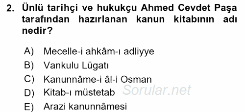 Osmanlı Merkez ve Taşra Teşkilatı 2015 - 2016 Dönem Sonu Sınavı 2.Soru