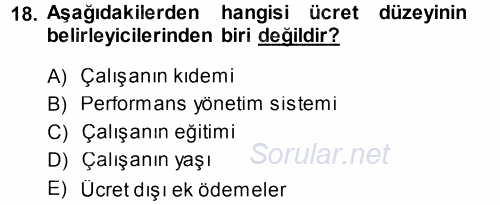Performans ve Kariyer Yönetimi 2013 - 2014 Ara Sınavı 18.Soru