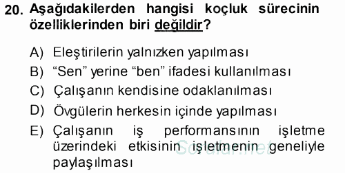Performans ve Kariyer Yönetimi 2013 - 2014 Ara Sınavı 20.Soru