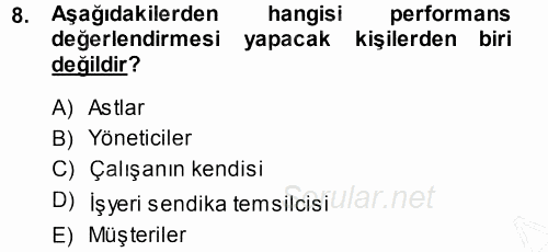 Performans ve Kariyer Yönetimi 2013 - 2014 Ara Sınavı 8.Soru
