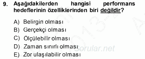 Performans ve Kariyer Yönetimi 2013 - 2014 Ara Sınavı 9.Soru