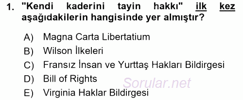 İnsan Hakları ve Demokratikleşme Süreci 2016 - 2017 Ara Sınavı 1.Soru