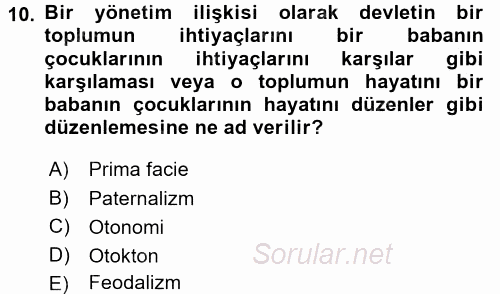 İnsan Hakları ve Demokratikleşme Süreci 2016 - 2017 Ara Sınavı 10.Soru