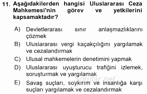 İnsan Hakları ve Demokratikleşme Süreci 2016 - 2017 Ara Sınavı 11.Soru