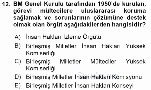 İnsan Hakları ve Demokratikleşme Süreci 2016 - 2017 Ara Sınavı 12.Soru