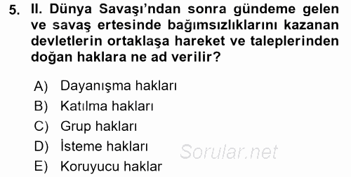 İnsan Hakları ve Demokratikleşme Süreci 2016 - 2017 Ara Sınavı 5.Soru