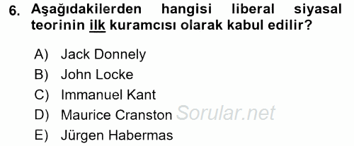 İnsan Hakları ve Demokratikleşme Süreci 2016 - 2017 Ara Sınavı 6.Soru