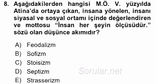 İnsan Hakları ve Demokratikleşme Süreci 2016 - 2017 Ara Sınavı 8.Soru