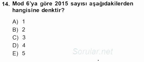 Matematik 2 2014 - 2015 Dönem Sonu Sınavı 14.Soru