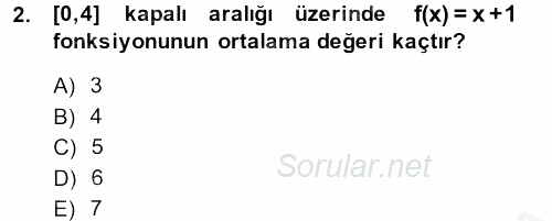 Matematik 2 2014 - 2015 Dönem Sonu Sınavı 2.Soru