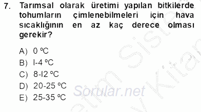 Ekoloji ve Çevre Bilgisi 2013 - 2014 Ara Sınavı 7.Soru