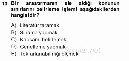 İletişim Araştırmaları 2014 - 2015 Ara Sınavı 10.Soru