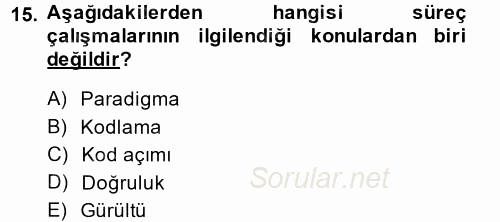 İletişim Araştırmaları 2014 - 2015 Ara Sınavı 15.Soru
