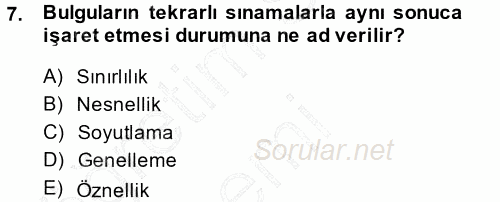 İletişim Araştırmaları 2014 - 2015 Ara Sınavı 7.Soru