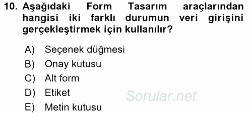 Dış Ticarette Bilgisayar Uygulamaları 2015 - 2016 Tek Ders Sınavı 10.Soru