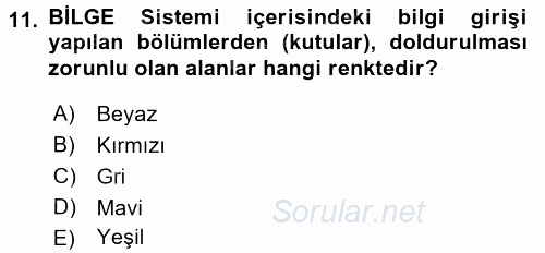 Dış Ticarette Bilgisayar Uygulamaları 2015 - 2016 Tek Ders Sınavı 11.Soru