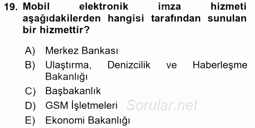 Dış Ticarette Bilgisayar Uygulamaları 2015 - 2016 Tek Ders Sınavı 19.Soru