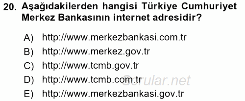 Dış Ticarette Bilgisayar Uygulamaları 2015 - 2016 Tek Ders Sınavı 20.Soru