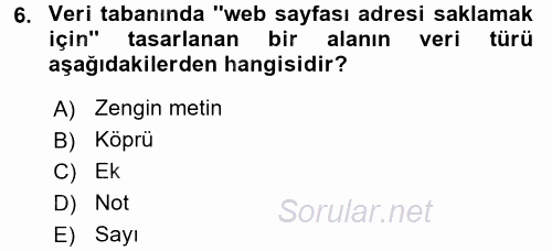 Dış Ticarette Bilgisayar Uygulamaları 2015 - 2016 Tek Ders Sınavı 6.Soru
