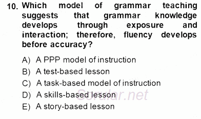 Dilbilgisi Öğretimi 2014 - 2015 Dönem Sonu Sınavı 10.Soru